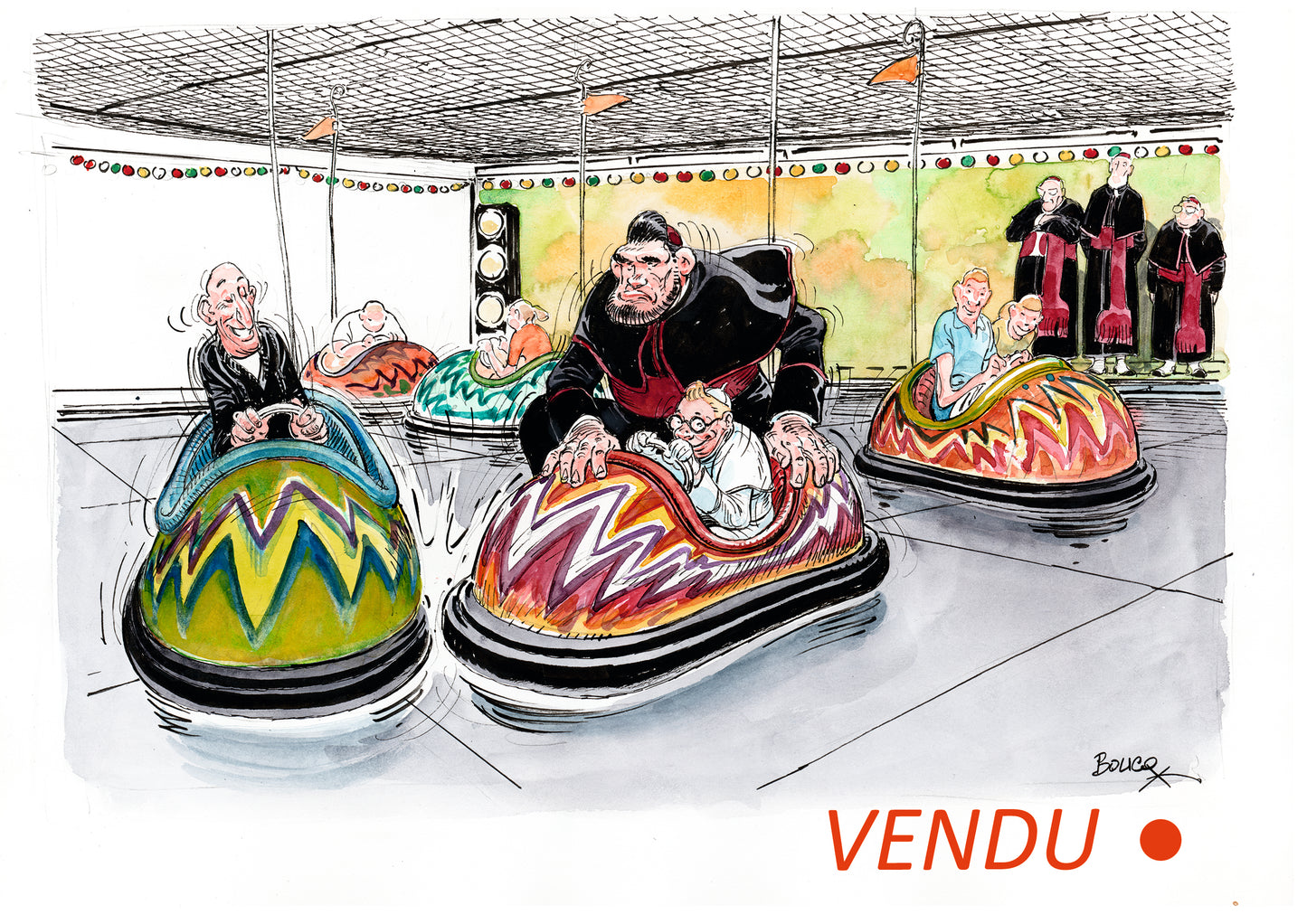 Illustration aquarelle originale du Petit Pape Tome 2 (29.7x42cm)